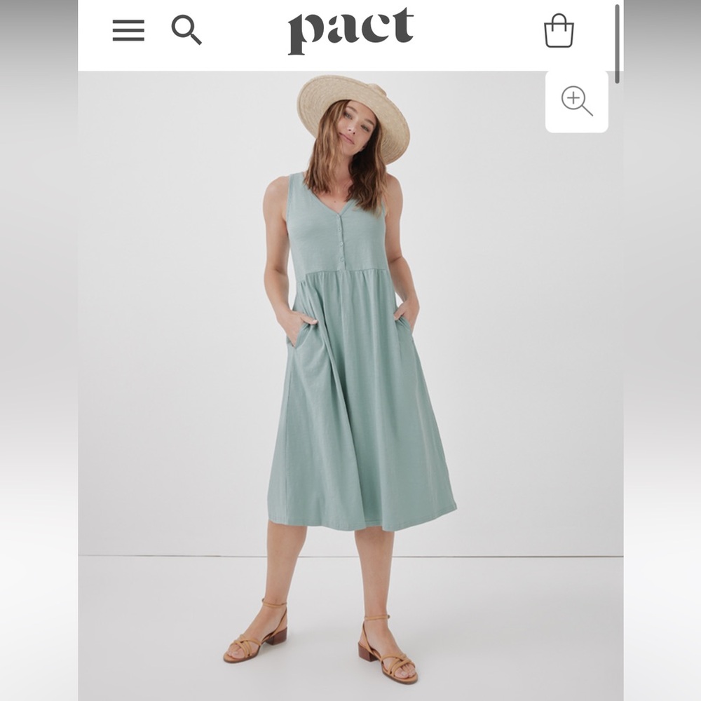 PACT Relaxed Slub Henley Tank Dress in Sky Blue
